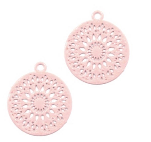 Bohemian Hanger rond met oog 13mm Bridal Rose