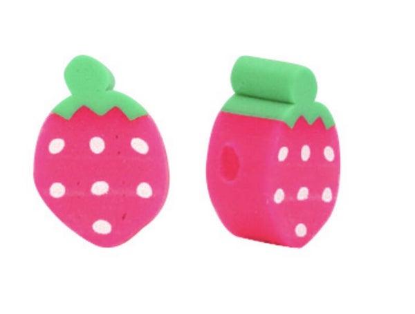 Pink strawberry kraal polymeer 10x8mm.