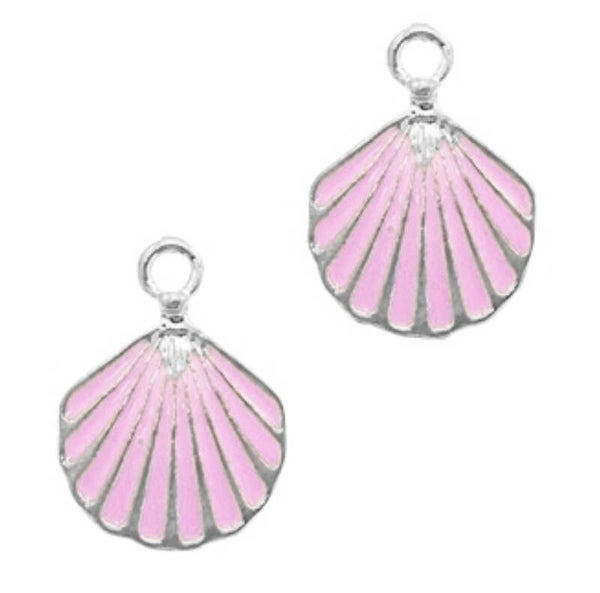 Bedel / hanger schelp silver- pink 