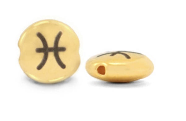 DQ metaal kraal vissen goud 7mm.