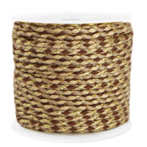 Trendy koord gevlochten 2mm Gold - Brown
