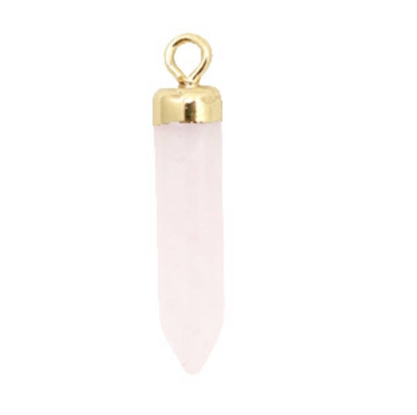 Natuursteen hanger icy pink - gold 25x6mm 