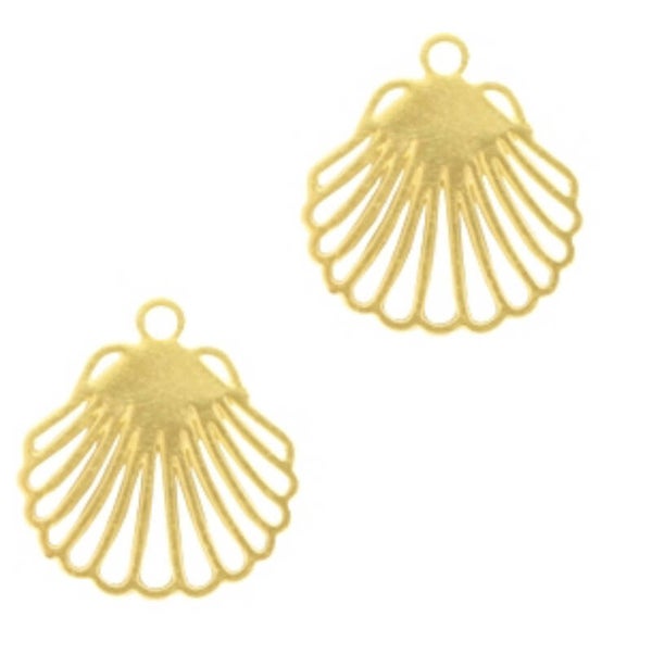 Bohemian hanger schelp Goud 13x12mm