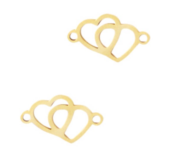 Stainless steel ( RVS) tussenstuk hearts goud 