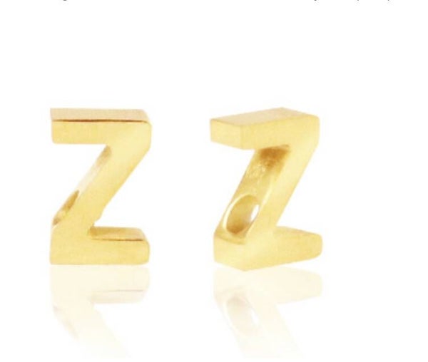 Stainless steel kraal / hanger Letter Z goud 