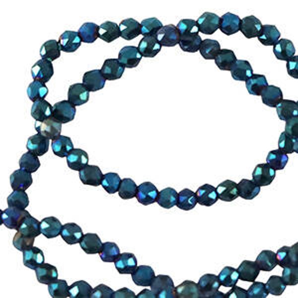 Facet kralen top quality rond 2mm. montana blue - AB coating
