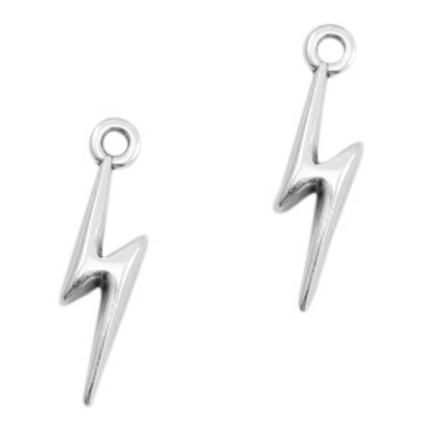 DQ metaal bedel lightning silver 19x5mm