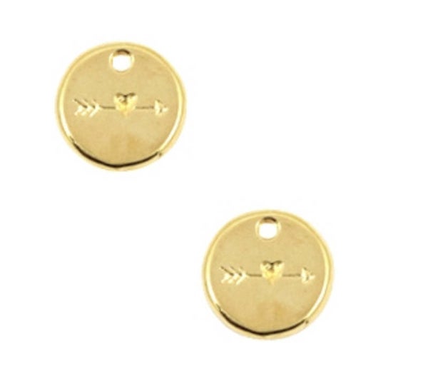 DQ bedel /hanger coin arrow heart goud.