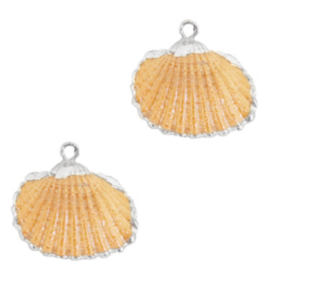 Schelp hanger Kokkel Nectarine orange - Silver 