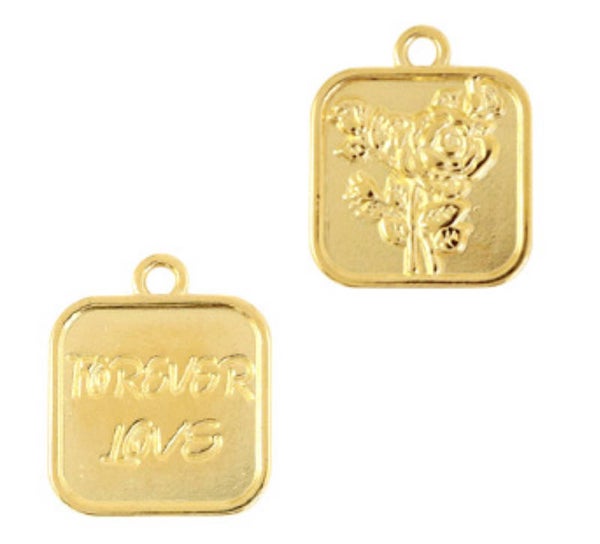DQ bedel Rose & forever love goud 19x6mm