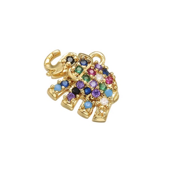 Bedel zirkonia olifant multicolor goud 