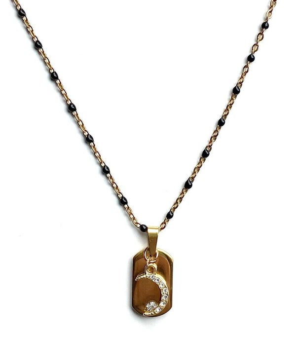 Black dot necklace stainless-steel gold.