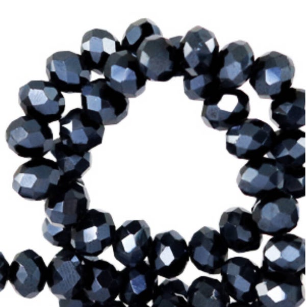 Facet kralen 4x3mm black pearl shine coating