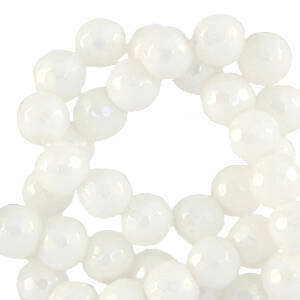 Natuursteen kralen 4mm Rond facet geslepen white A/B Coating