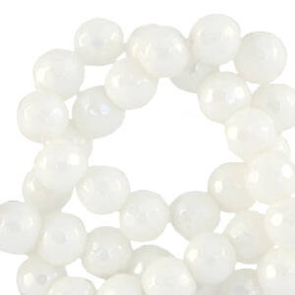 Natuursteen kralen 4mm Rond facet geslepen white A/B Coating