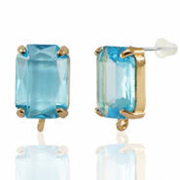 OORSTEKERS VAN CRYSTAL GLASS MET OOGJE BLUE-GOLD RECHTHOEK