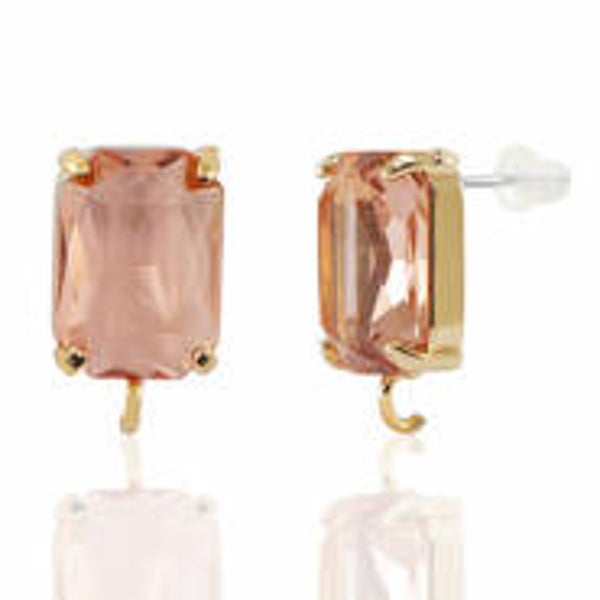 OORSTEKERS VAN CRYSTAL GLASS MET OOGJE PEACH-GOLD RECHTHOEK