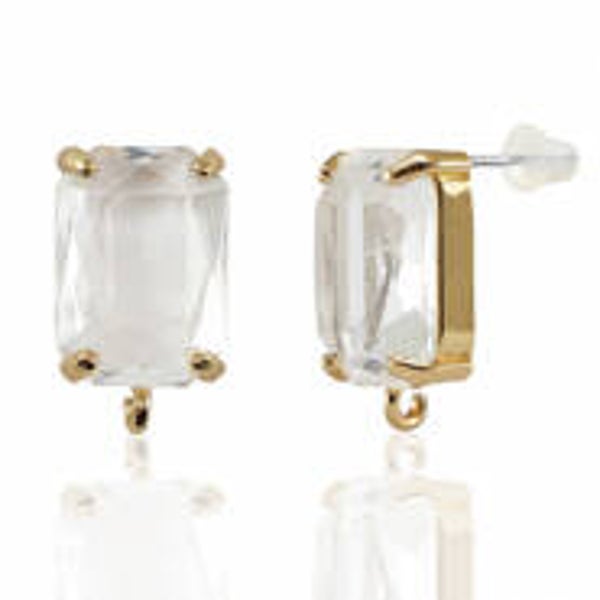 OORSTEKERS VAN CRYSTAL GLASS MET OOGJE CRYSTAL-GOLD RECHTHOEK