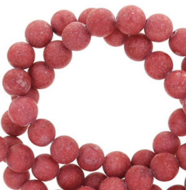Natuursteen kralen 6mm mountain Jade Port red.
