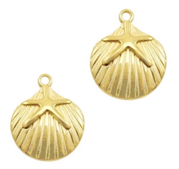 DQ bedel schelp met zeester  22 x 18 mm
