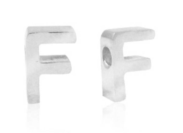 Stainless steel kraal / Hanger Letter F Zilver