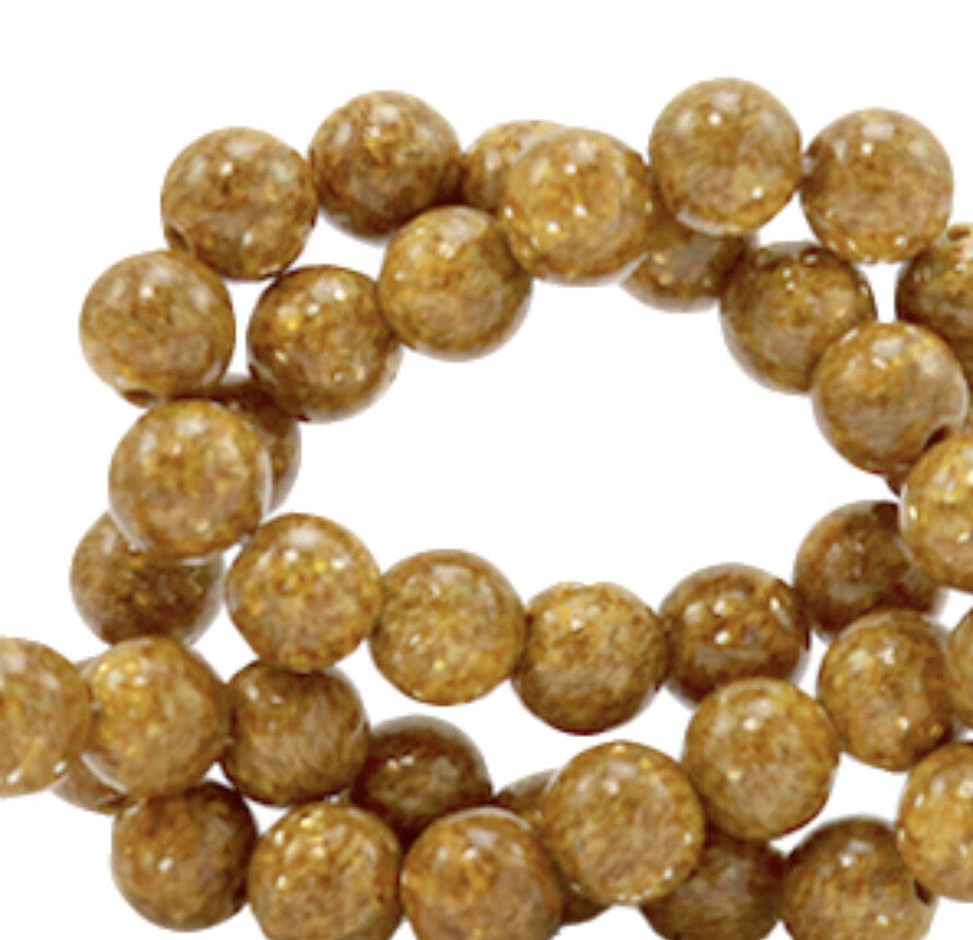 6mm natuursteen kralen Jade Caramel Brown Gold