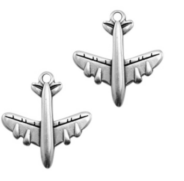 DQ metaal bedel vliegtuig zilver