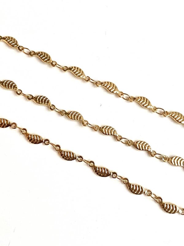 Stainless steel jasseron leaves Goud