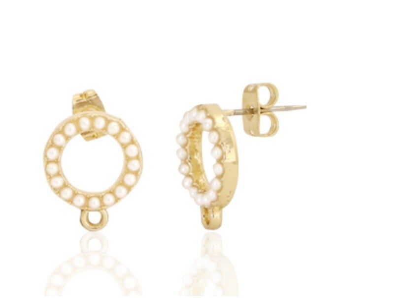 Metaal onderdelen DQ oorstekers rond 12mm pearl met oogje Goud (nikkelvrij)