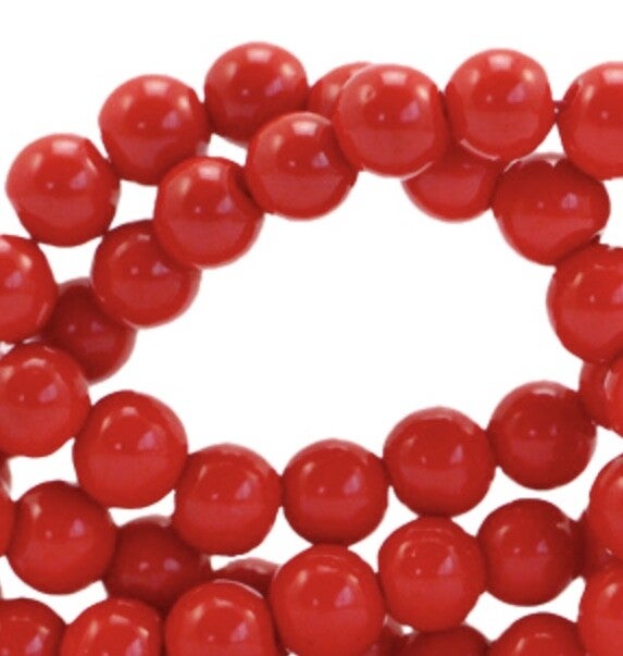 Glaskralen 4 mm opaque Fiery red