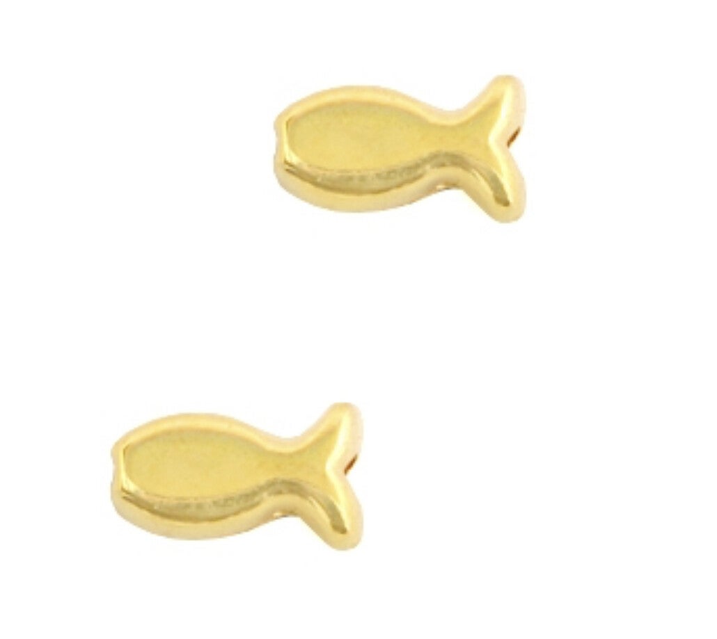 DQ metaal kraal vis goud. 9x5mm 