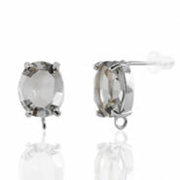 OORSTEKERS VAN CRYSTAL GLASS MET OOGJE BROWN-SILVER OVAAL