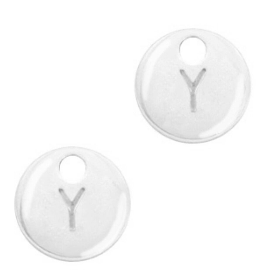 Metaal bedel initial Y zilver (nikkelvrij)