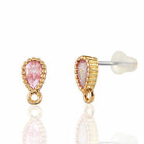 OORSTEKERS VAN CRYSTAL GLASS MET OOGJE PINK-GOLD DRUPPEL