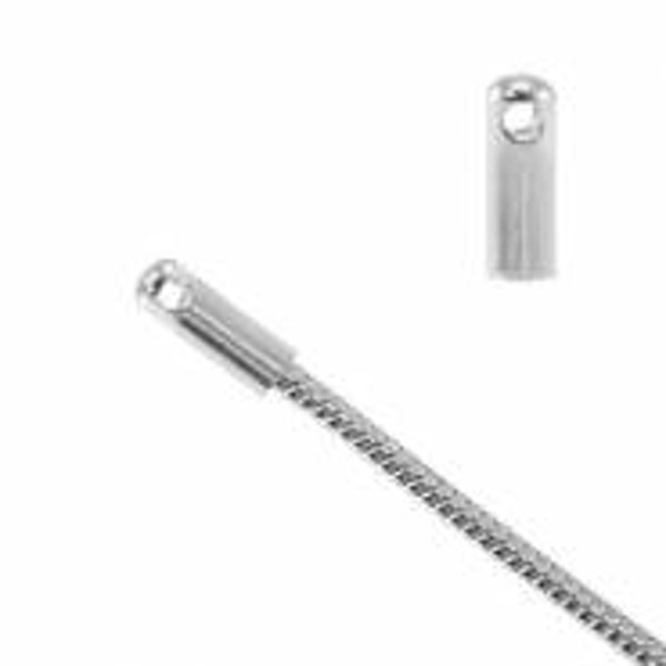 Stainless steel  (RVS) EIndkap voor jasseron snake Ø1.7mm Zilver