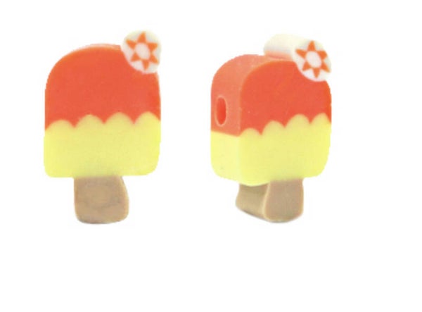 Ijslolly yellow - orange kraal polymeer 12x7mm