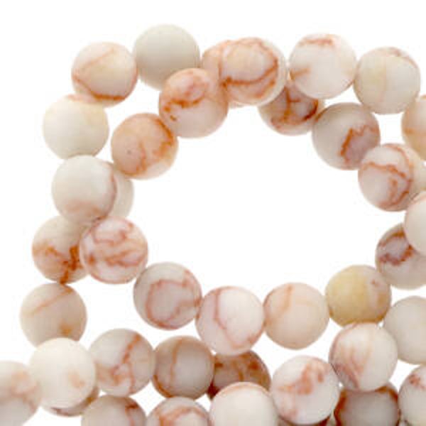 Natuursteen kralen calciet en marmer 6mm mat Vintage rose multicolour