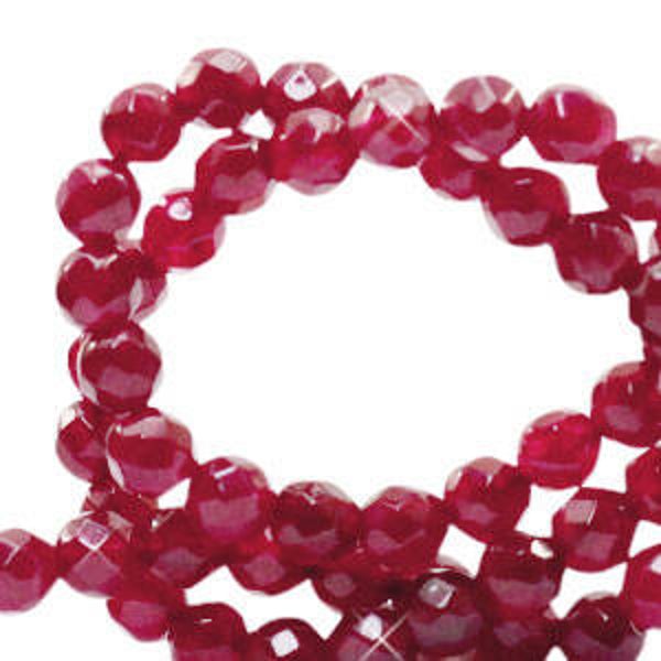 Natuursteen kralen 4mm Jade facet geslepen Bordeaux rood