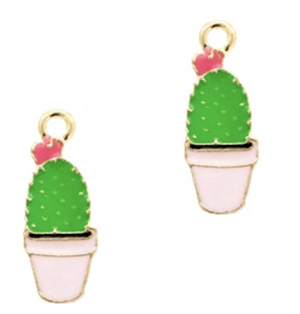 Cactus bedel / hanger gold/ pink / green