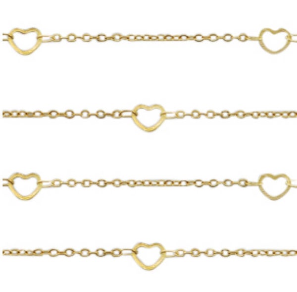 Stainless steel heart jasseron Gold