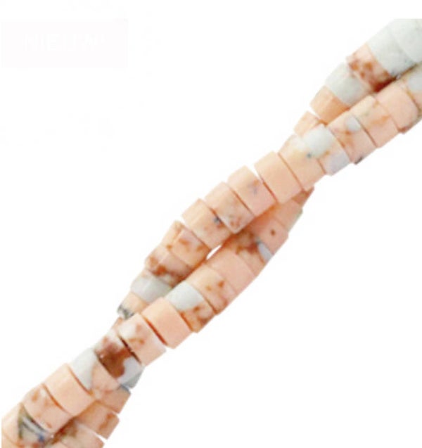 Natuursteen kralen disc 4mm Peach pink