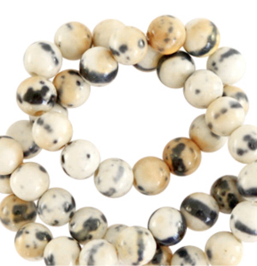 6mm Natuursteen kralen Jade beige - Black