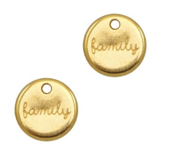 Metaal bedels DQ rond "family" Goud (nikkelvrij)