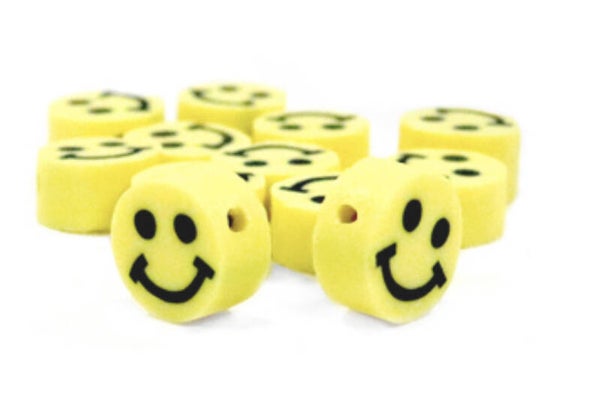 Smiley kralen polymeer yellow