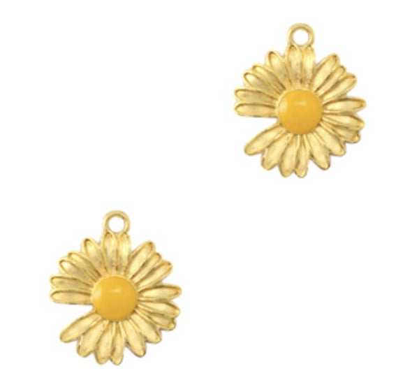 DQ metaal bedel Daisy Tropical yellow goud