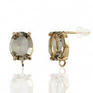 OORSTEKERS VAN CRYSTAL GLASS MET OOGJE BROWN-GOLD OVAAL