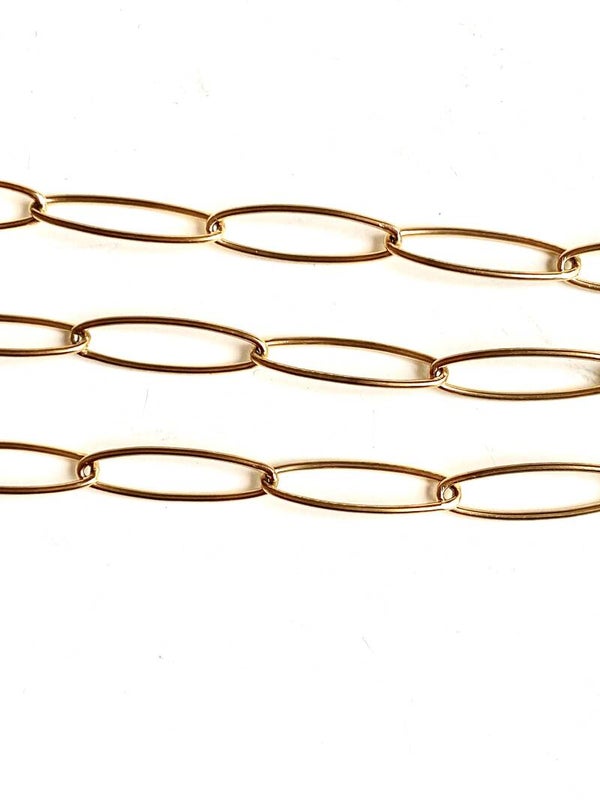 Stainless steel jasseron grove schakel ovaal Goud 6x20mm