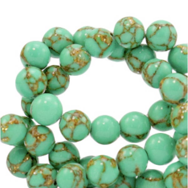 6mm natuursteen kralen Jade Quiet wave green gold