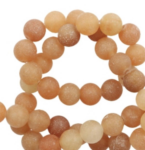 6mm natuursteen kralen aventurijn quarts mat sandstone peach