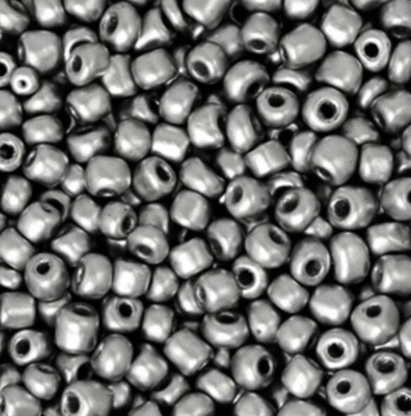 Rocailles 8/0 (3mm) Metallic dark silver